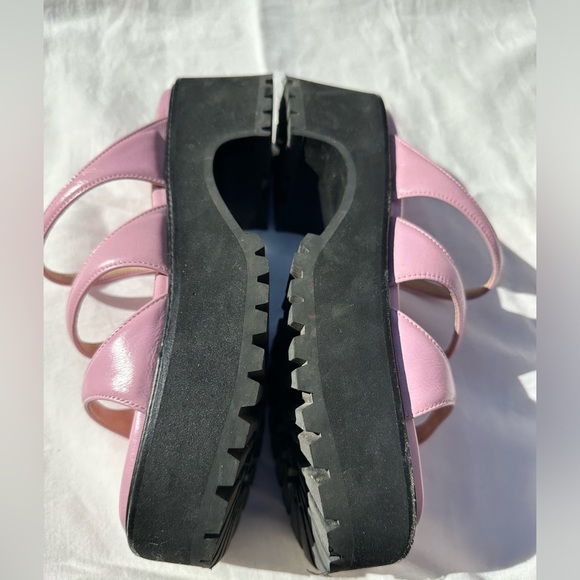Pink Leather Triple Strap Platform Sandals size 9 - Picture 5 of 9